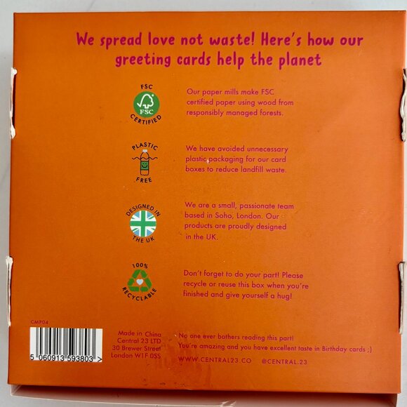 20 Sustainably Made Birthday Cards Envelopes Fun Stickers by Central 23, London - Picture 3 of 9
